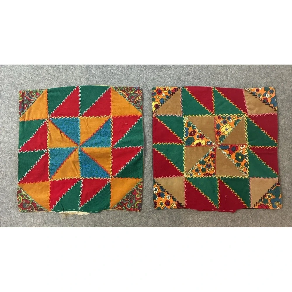 Vintage Crazy Quilt Patchwork Pillow Sham Cover Throw Set Cottagecore Top Boho